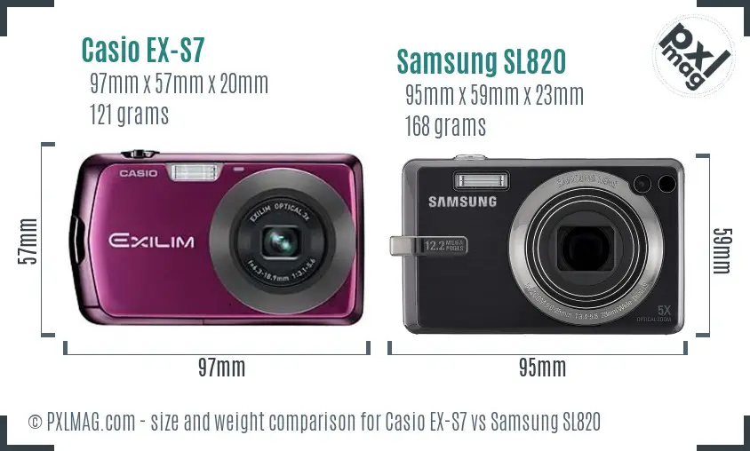 Casio EX-S7 vs Samsung SL820 size comparison