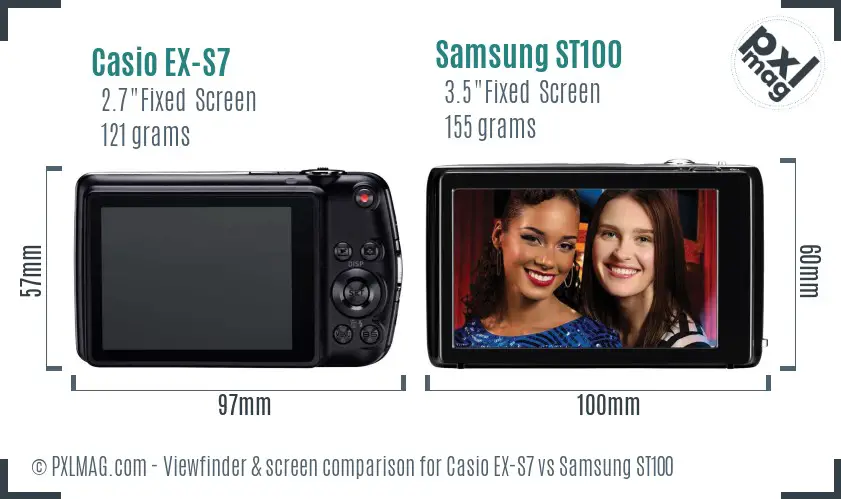 Casio EX-S7 vs Samsung ST100 Screen and Viewfinder comparison