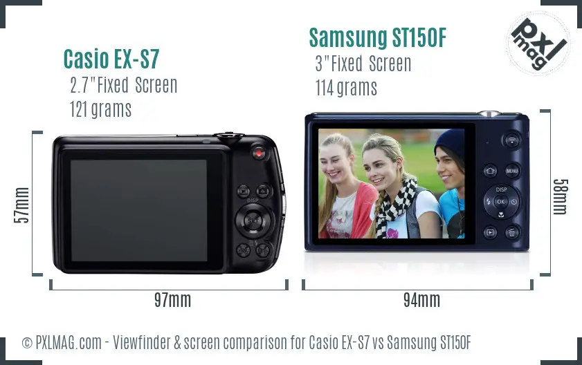 Casio EX-S7 vs Samsung ST150F Screen and Viewfinder comparison
