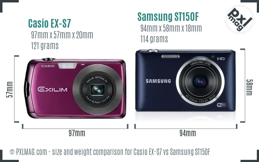 Casio EX-S7 vs Samsung ST150F size comparison