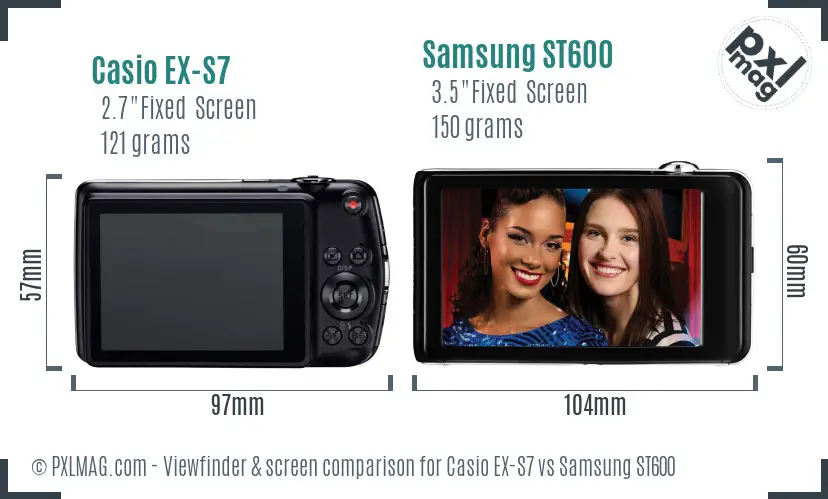 Casio EX-S7 vs Samsung ST600 Screen and Viewfinder comparison