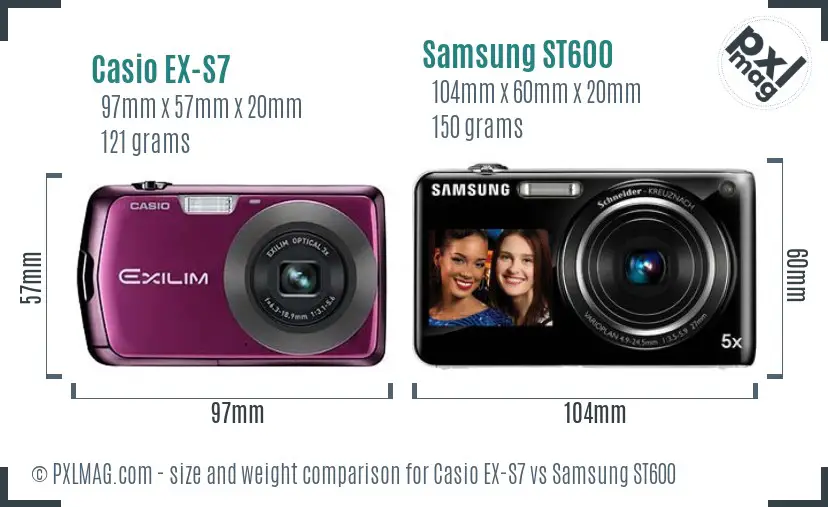 Casio EX-S7 vs Samsung ST600 size comparison