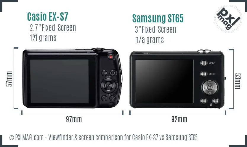 Casio EX-S7 vs Samsung ST65 Screen and Viewfinder comparison