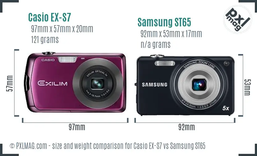 Casio EX-S7 vs Samsung ST65 size comparison