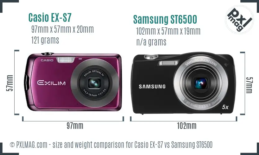 Casio EX-S7 vs Samsung ST6500 size comparison