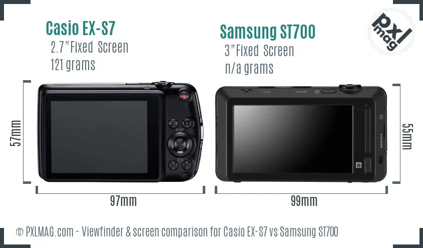Casio EX-S7 vs Samsung ST700 Screen and Viewfinder comparison