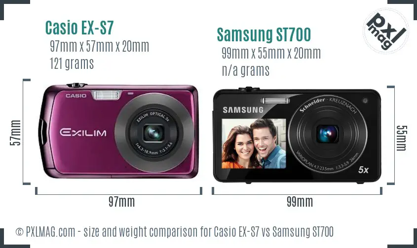 Casio EX-S7 vs Samsung ST700 size comparison