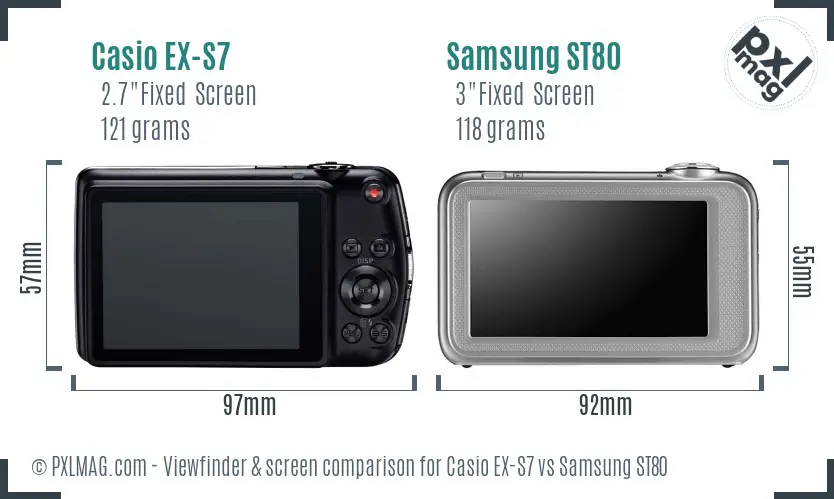 Casio EX-S7 vs Samsung ST80 Screen and Viewfinder comparison