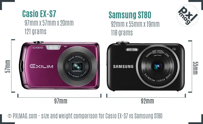 Casio EX-S7 vs Samsung ST80 size comparison