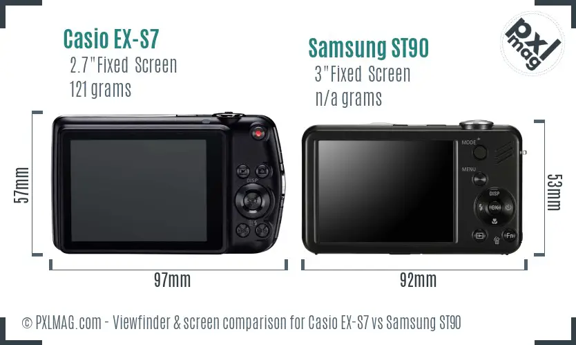 Casio EX-S7 vs Samsung ST90 Screen and Viewfinder comparison
