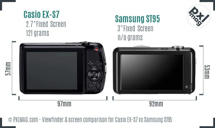 Casio EX-S7 vs Samsung ST95 Screen and Viewfinder comparison