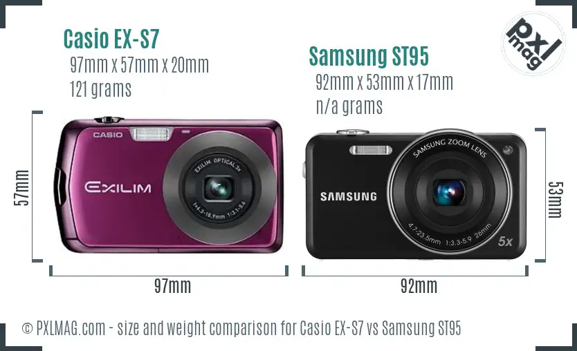 Casio EX-S7 vs Samsung ST95 size comparison