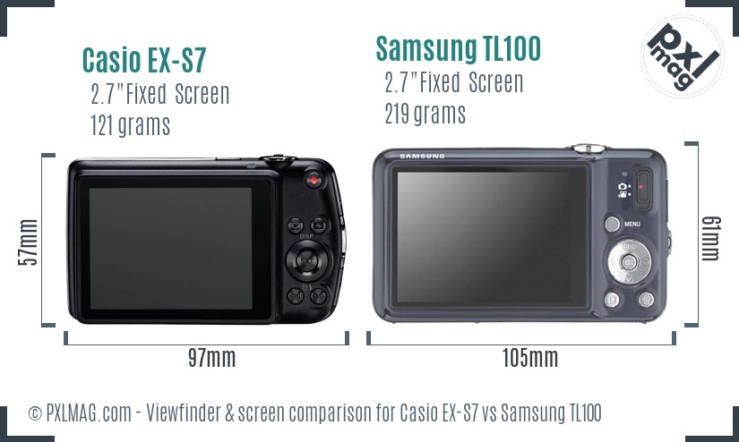 Casio EX-S7 vs Samsung TL100 Screen and Viewfinder comparison