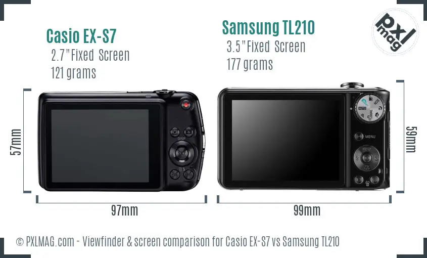 Casio EX-S7 vs Samsung TL210 Screen and Viewfinder comparison
