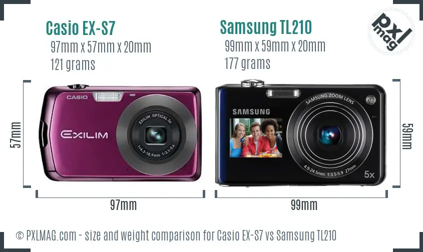 Casio EX-S7 vs Samsung TL210 size comparison