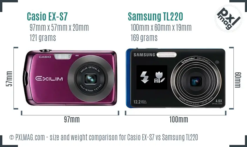 Casio EX-S7 vs Samsung TL220 size comparison