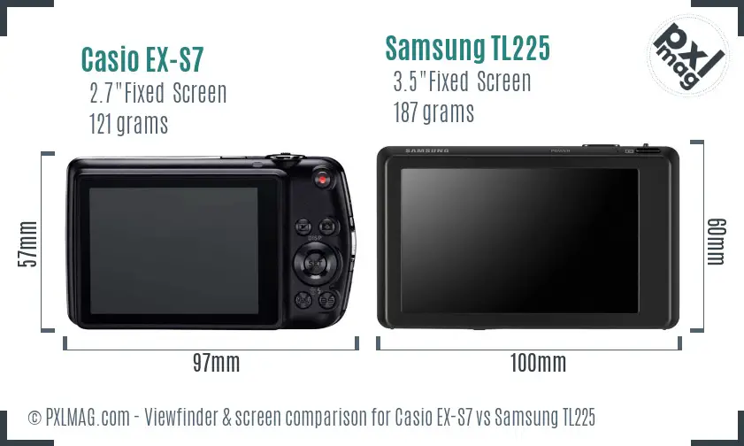Casio EX-S7 vs Samsung TL225 Screen and Viewfinder comparison