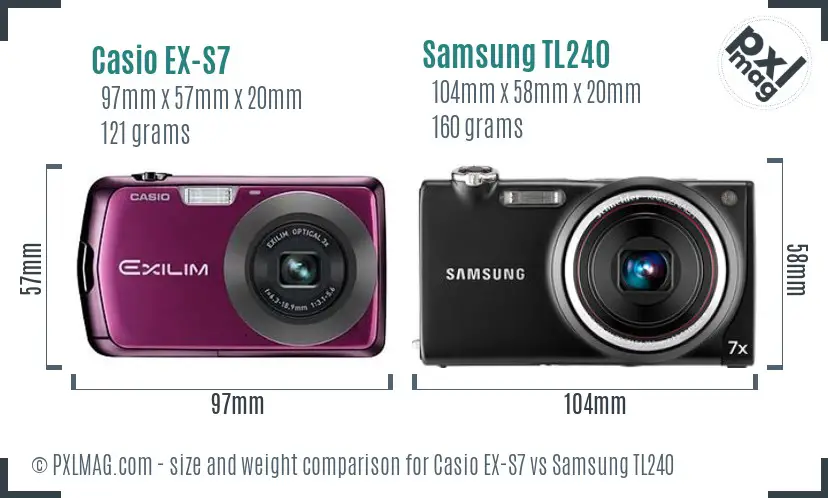 Casio EX-S7 vs Samsung TL240 size comparison