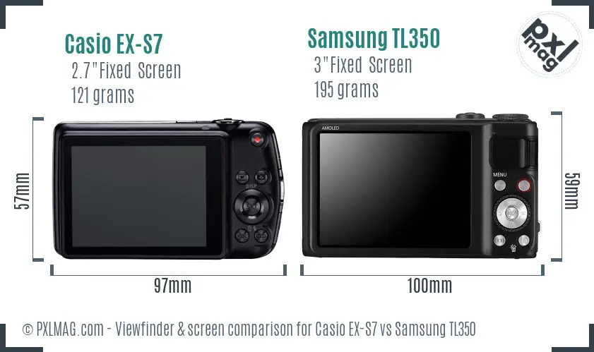 Casio EX-S7 vs Samsung TL350 Screen and Viewfinder comparison