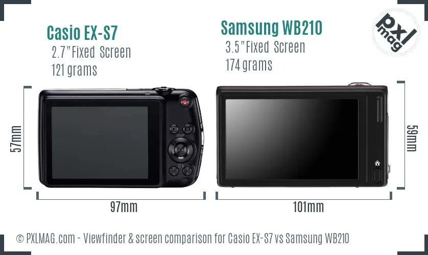 Casio EX-S7 vs Samsung WB210 Screen and Viewfinder comparison