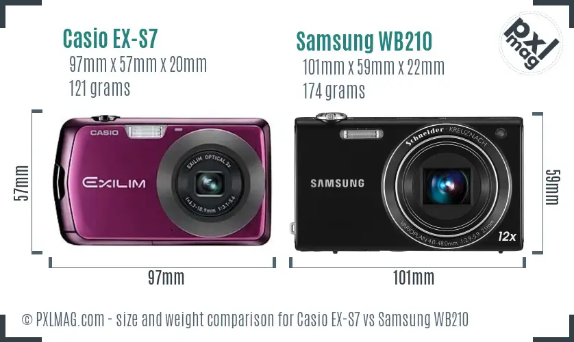 Casio EX-S7 vs Samsung WB210 size comparison