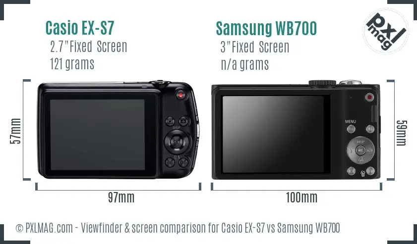 Casio EX-S7 vs Samsung WB700 Screen and Viewfinder comparison