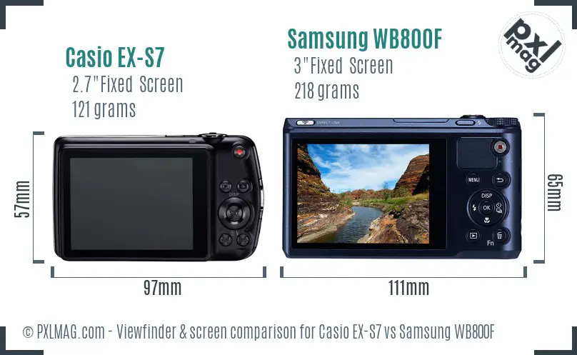 Casio EX-S7 vs Samsung WB800F Screen and Viewfinder comparison