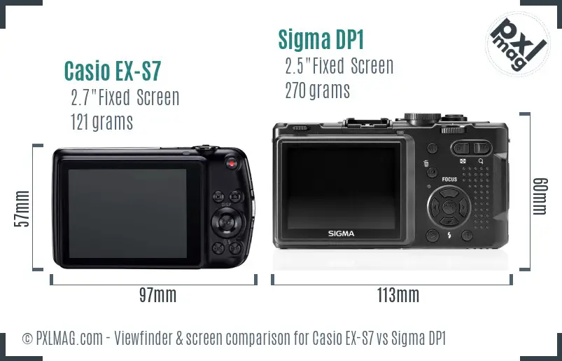 Casio EX-S7 vs Sigma DP1 Screen and Viewfinder comparison