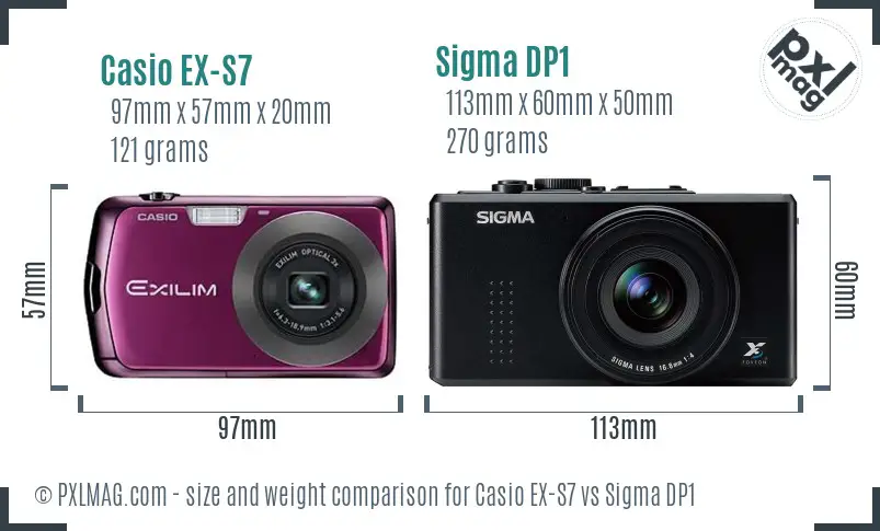 Casio EX-S7 vs Sigma DP1 size comparison