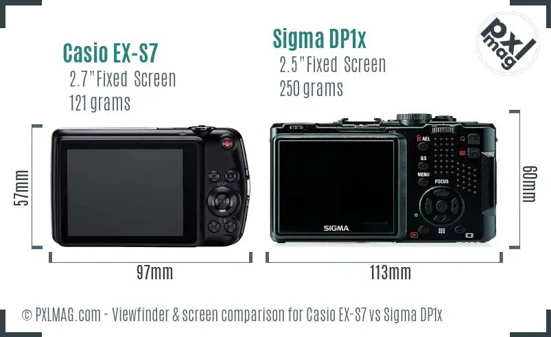 Casio EX-S7 vs Sigma DP1x Screen and Viewfinder comparison