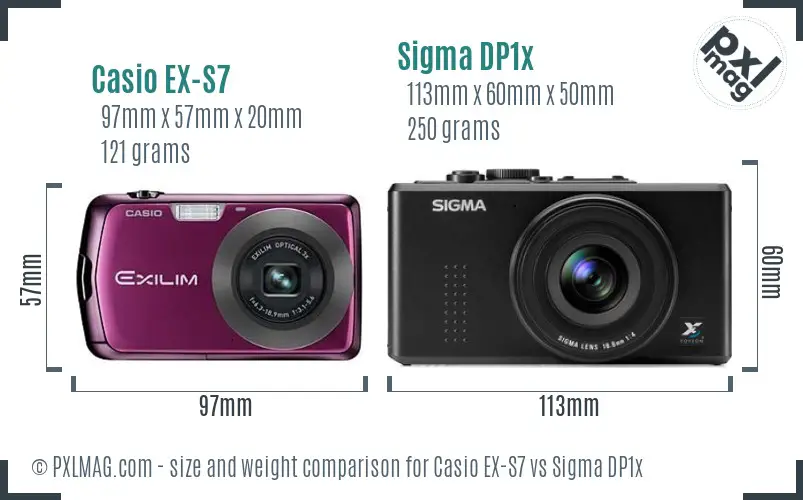 Casio EX-S7 vs Sigma DP1x size comparison