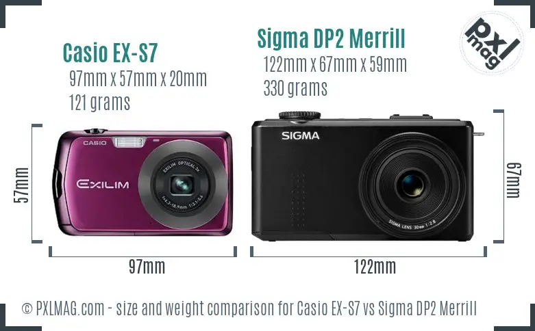 Casio EX-S7 vs Sigma DP2 Merrill size comparison