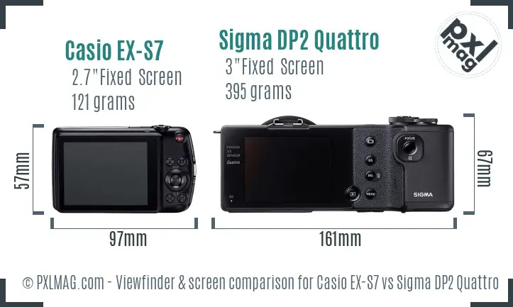 Casio EX-S7 vs Sigma DP2 Quattro Screen and Viewfinder comparison