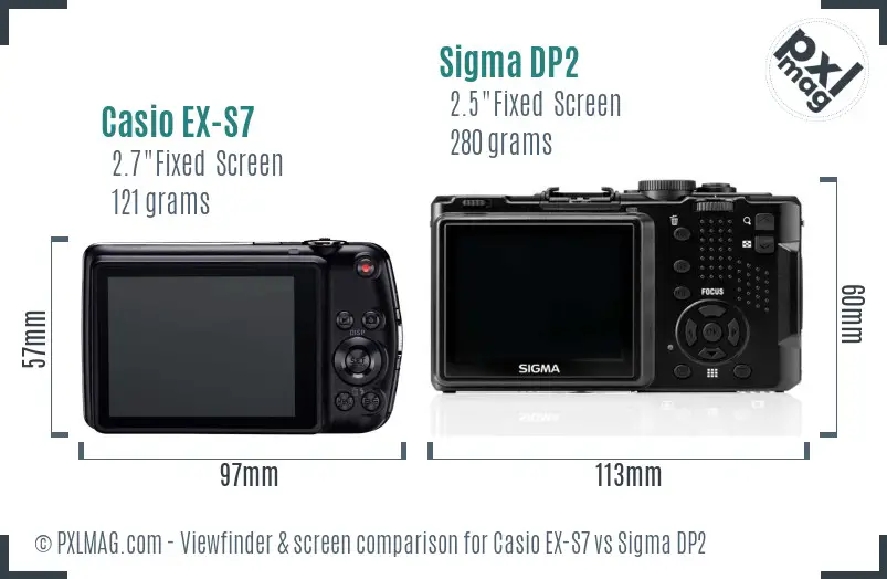 Casio EX-S7 vs Sigma DP2 Screen and Viewfinder comparison