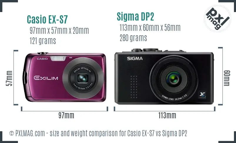 Casio EX-S7 vs Sigma DP2 size comparison