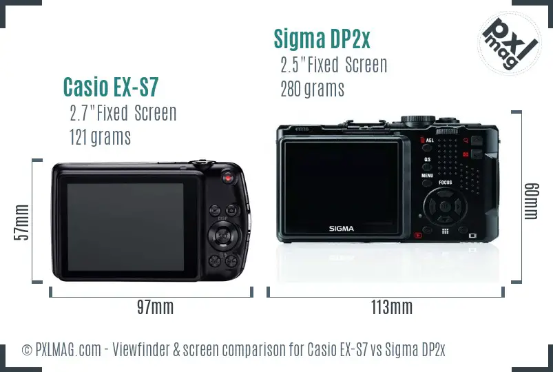 Casio EX-S7 vs Sigma DP2x Screen and Viewfinder comparison