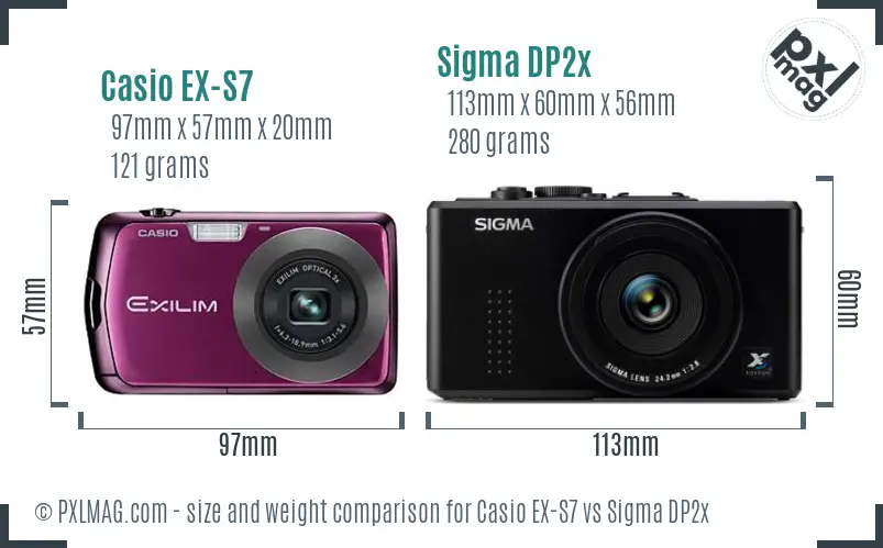 Casio EX-S7 vs Sigma DP2x size comparison