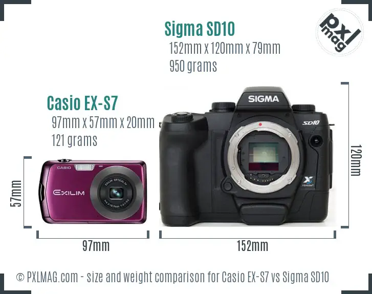 Casio EX-S7 vs Sigma SD10 size comparison