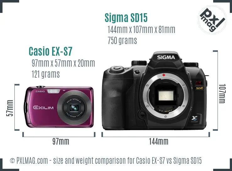 Casio EX-S7 vs Sigma SD15 size comparison