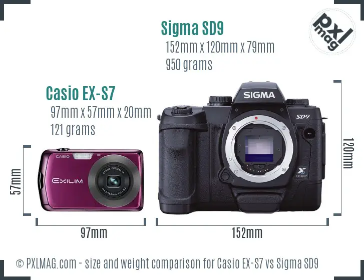 Casio EX-S7 vs Sigma SD9 size comparison