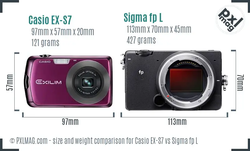 Casio EX-S7 vs Sigma fp L size comparison