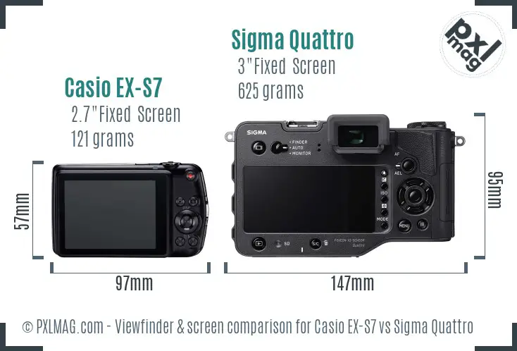 Casio EX-S7 vs Sigma Quattro Screen and Viewfinder comparison