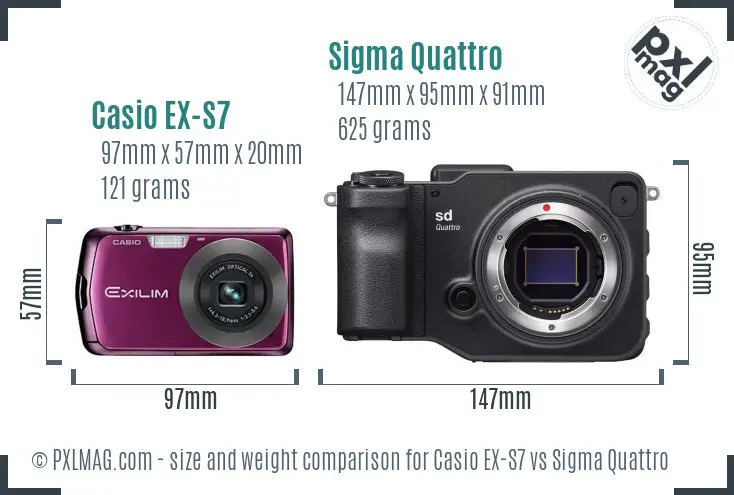 Casio EX-S7 vs Sigma Quattro size comparison