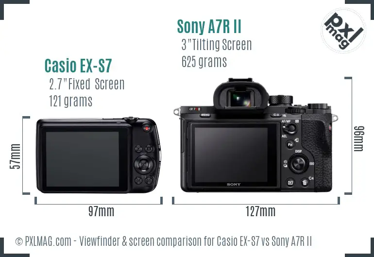 Casio EX-S7 vs Sony A7R II Screen and Viewfinder comparison