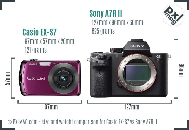 Casio EX-S7 vs Sony A7R II size comparison