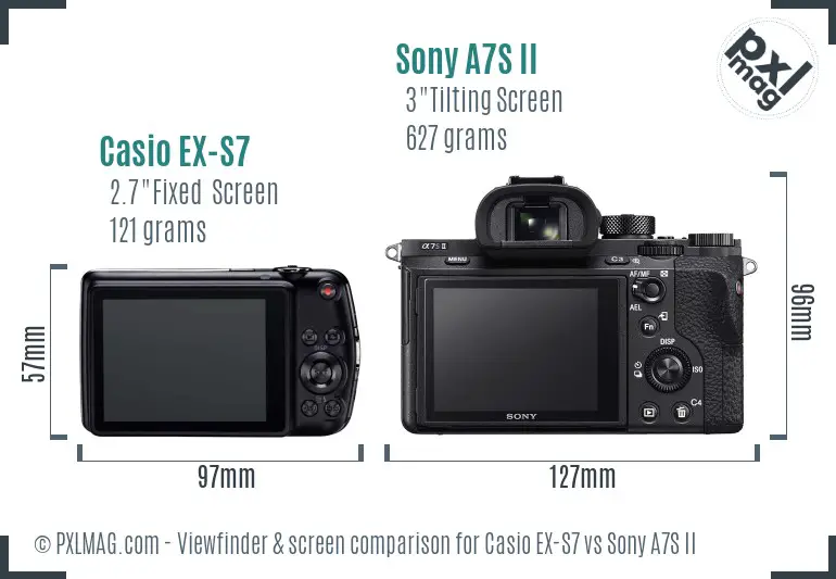 Casio EX-S7 vs Sony A7S II Screen and Viewfinder comparison