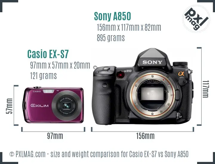 Casio EX-S7 vs Sony A850 size comparison