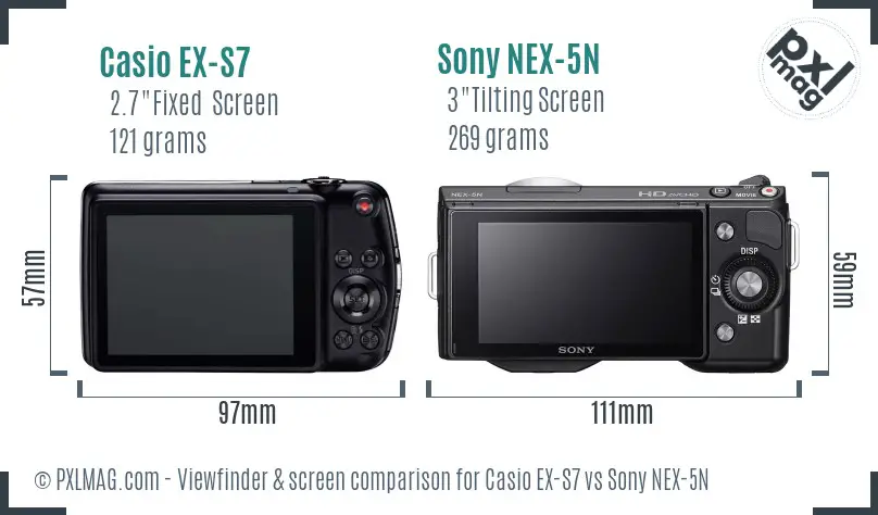 Casio EX-S7 vs Sony NEX-5N Screen and Viewfinder comparison
