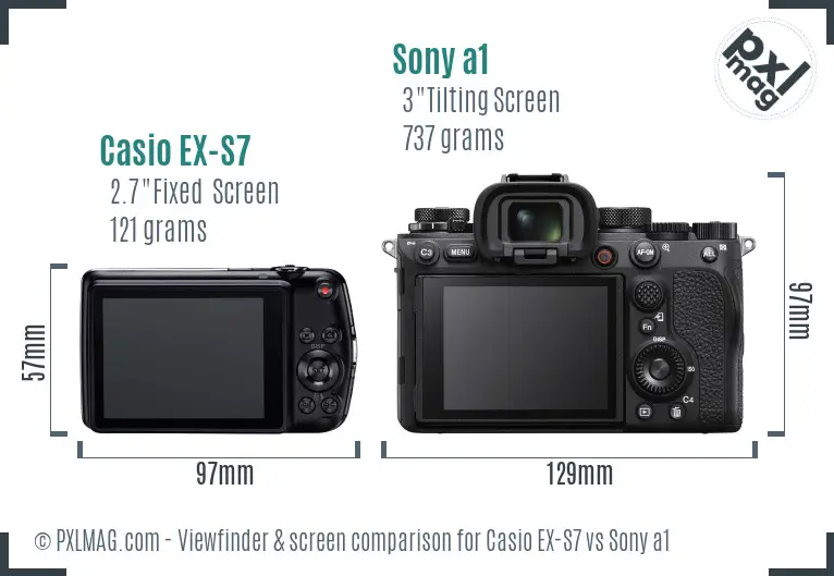 Casio EX-S7 vs Sony a1 Screen and Viewfinder comparison