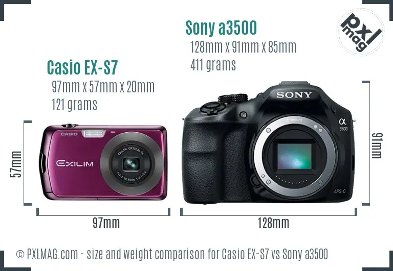 Casio EX-S7 vs Sony a3500 size comparison